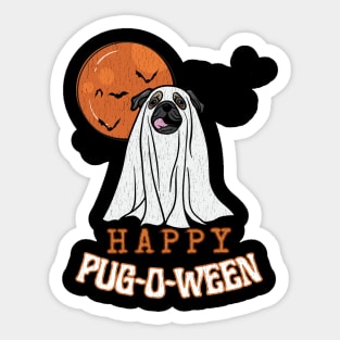 Halloween Pug Pun Ghost Dog Design for Pug Lover Distressed Design Fall Harvest Moon Sticker